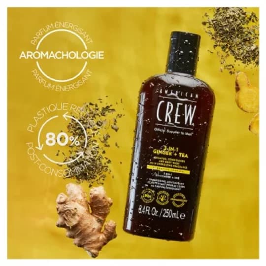 American Crew 3-En-1 GingembreThé Shampooing Après-Shampooing & Gel Douche pour Cheveux et Corps