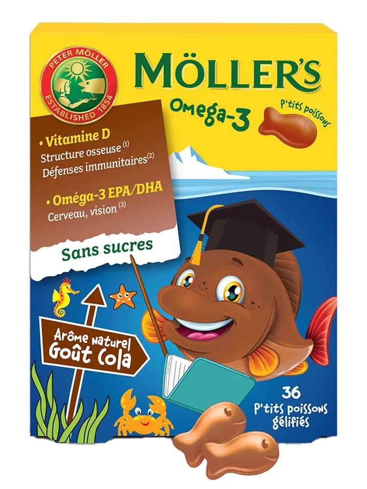 Möller's Oméga 3 36 P'tits Poissons Gélifiés - Goût : Cola