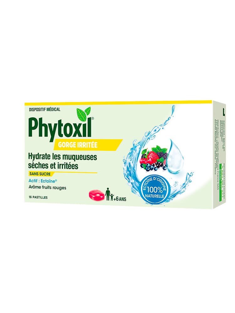 Sanofi Phytoxil Pastilles Gorge Irritée Fruits Rouges - Hydrate Les Muqueuses Sèches et Irritées - 16 Pastilles