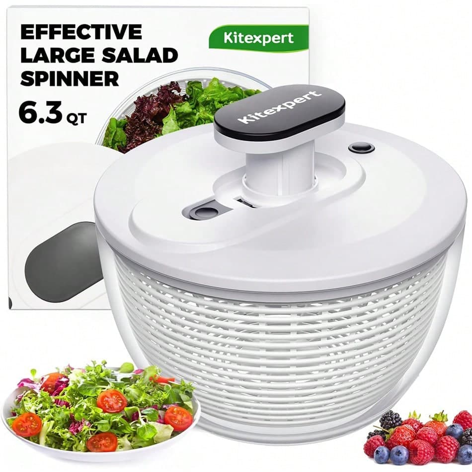 Essoreuse à salade grande capacité 6,3 pintes (environ 6,3 litres) Essoreuse de laitue manuelle convient pour la preparation de légumes, séchoir